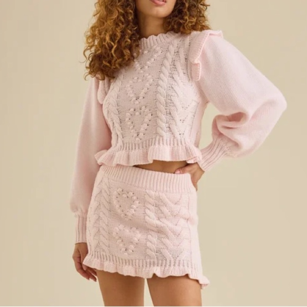 pink heart knit sweater